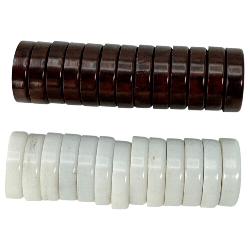 Magnetic Travel Backgammon Checkers Brown White 7 x 4 mm *Incomplete Set* PARTS